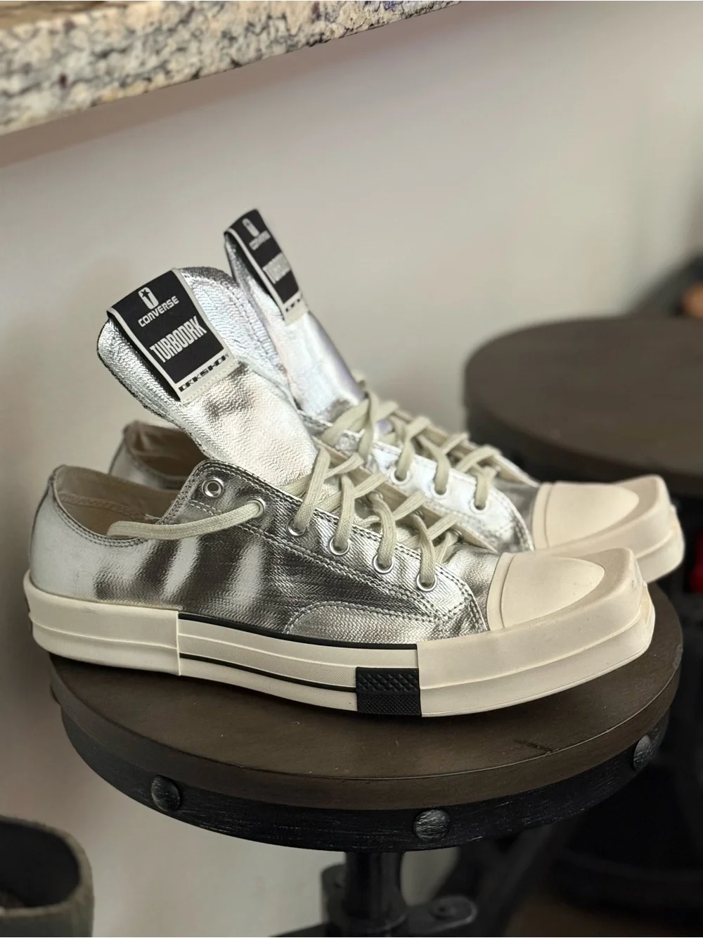 Rick Owens x Converse TURBODRK Chick 70 Silver Sneakers